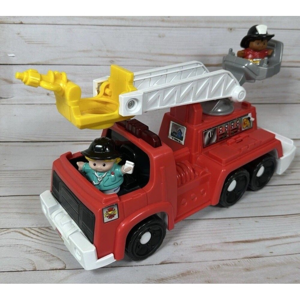 Vintage FPLP Fisher Price Little People Firetruck Fire Truck Toy 2007 Mattel